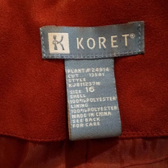 Koret Rust Faux Suede Feel Lined Blazer Size 16 - Picture 2 of 9
